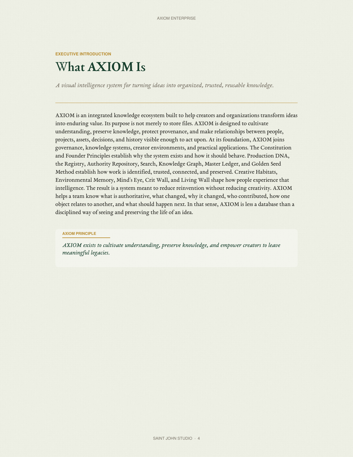 AXIOM preview page: What AXIOM Is