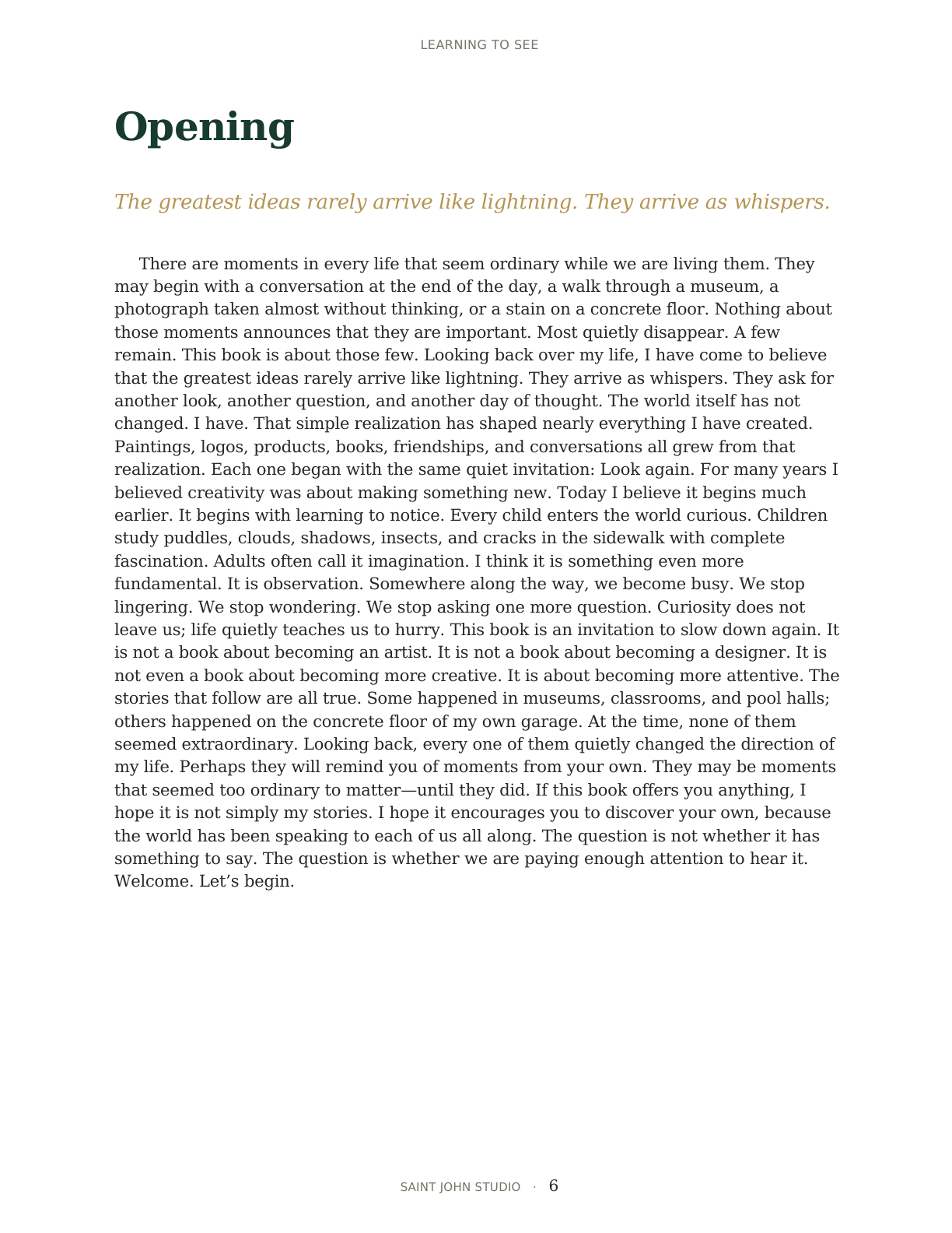 Learning to See preview page: Opening