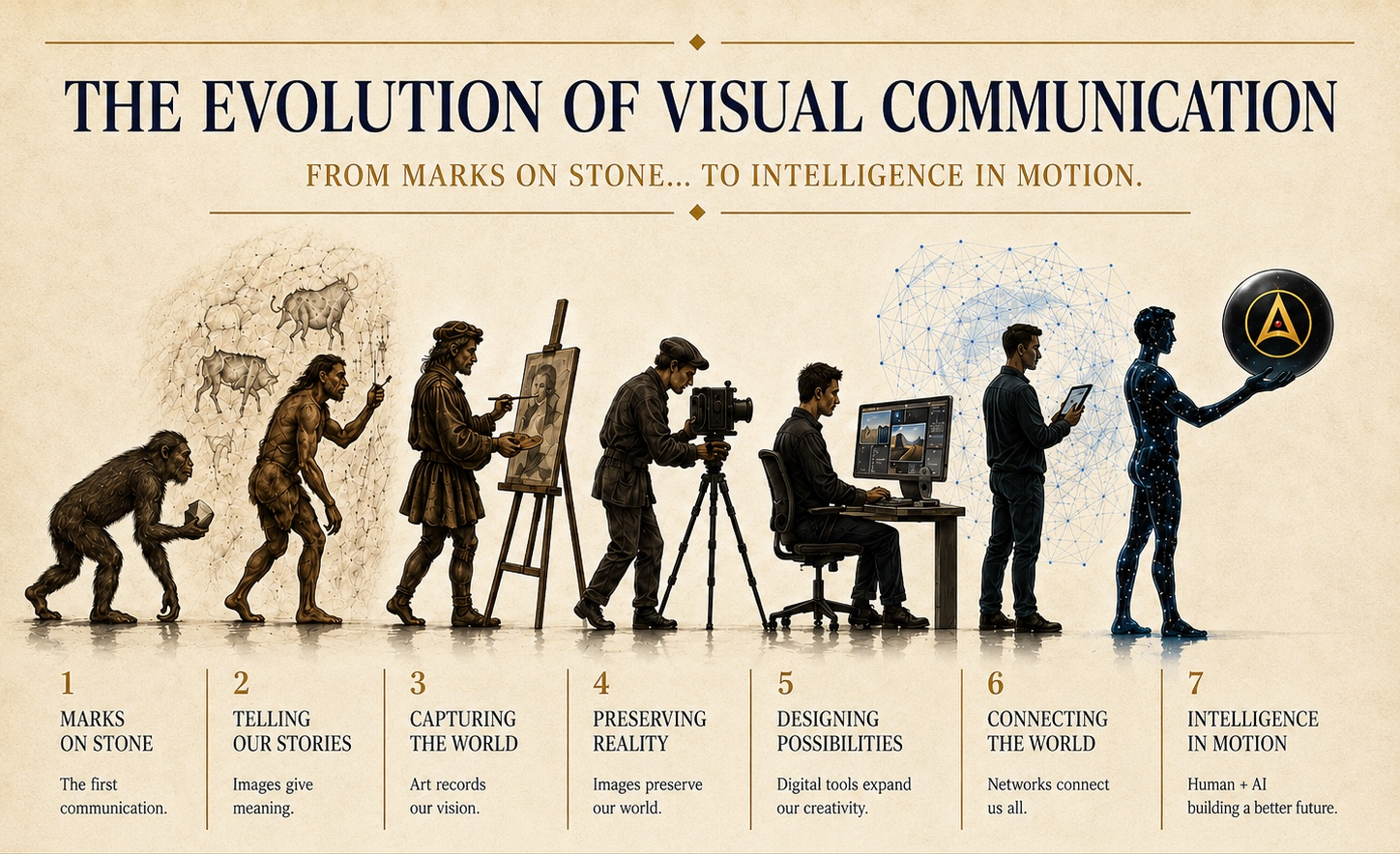 The evolution of visual communication, from marks on stone to intelligence in motion