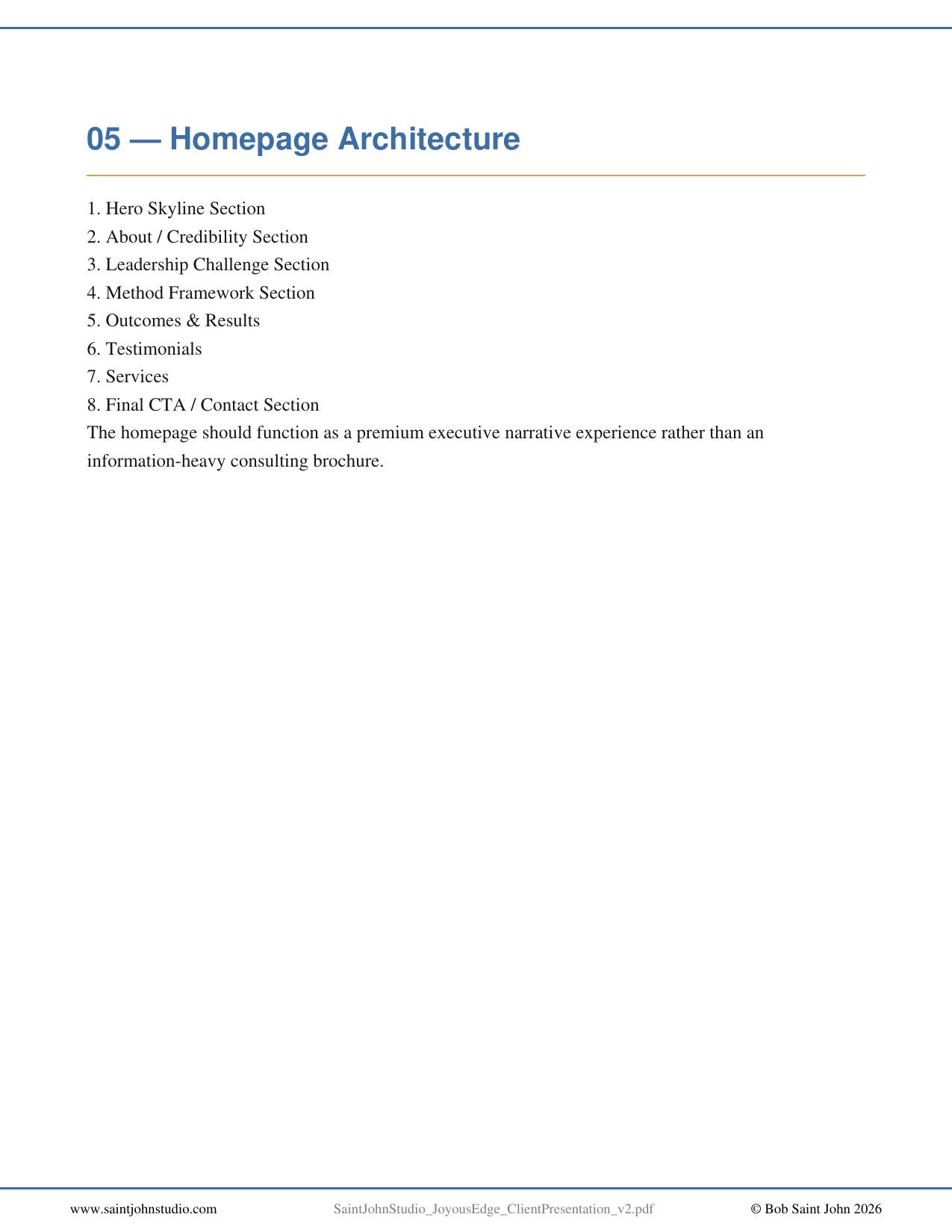 The Joyous Edge homepage architecture documentation