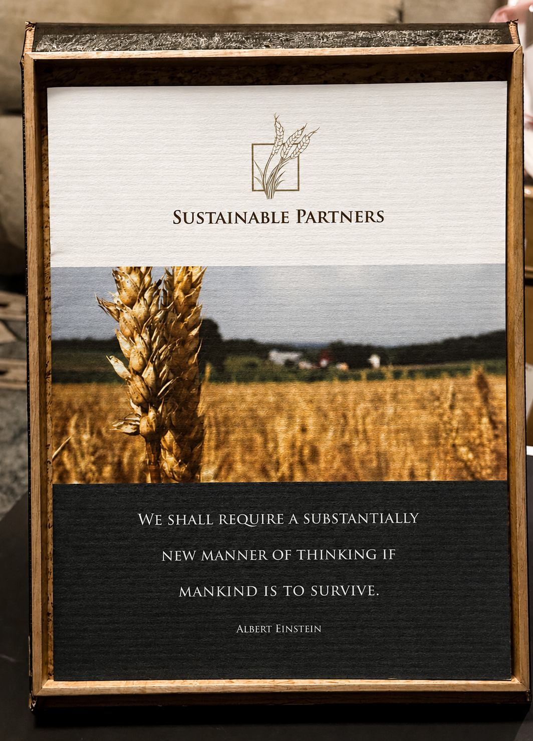 Sustainable Partners presentation displayed upright